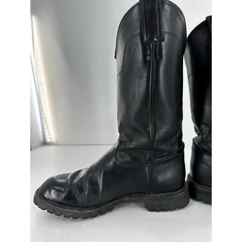 Justin Boots Mens Size 11 D Roper Cowboy Vibram Black Rodeo Work B4267 Leather - Picture 4 of 9